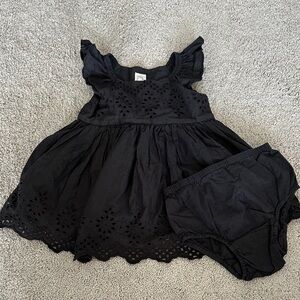 GAP Baby Charcoal Eyelet Dress with Bloomers